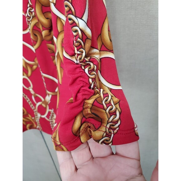 Maggie Barnes Red Chain Print Stretchy Button-Up Jacket with Tank Top Size 2X - Picture 3 of 10